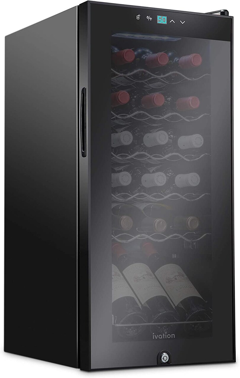 Ivation 18-Bottle Wine Cooler, Compact Freestanding Wine Fridge with Lock